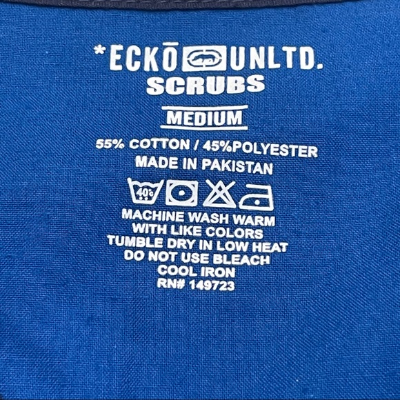 NWT ECKO UNLTD SCRUBS Short Sleeve V-Neck Pullover Blue Scrubs Top Size M - Picture 5 of 8